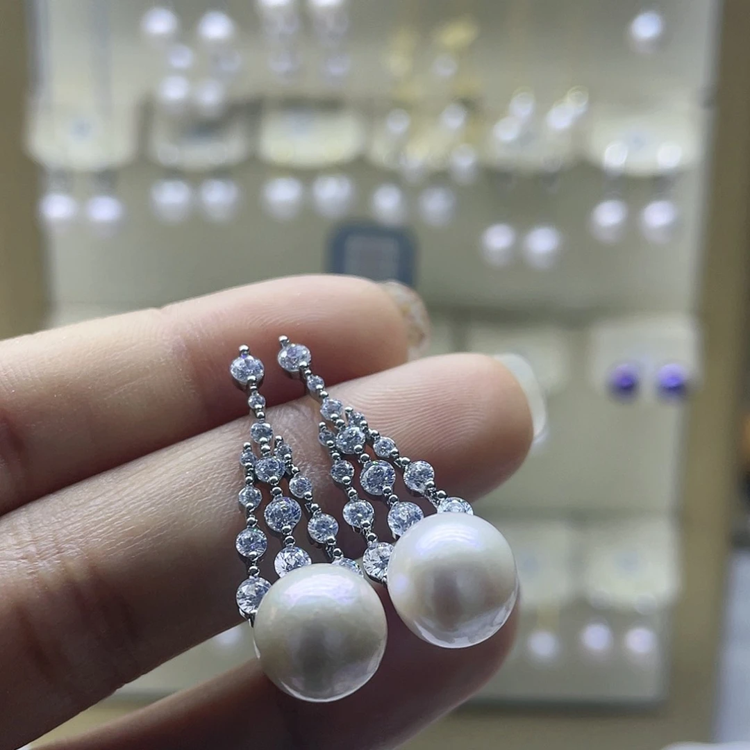 淡水珍珠耳饰银S925镶嵌