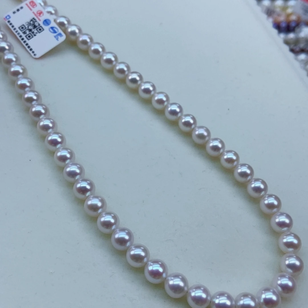 银S925镶嵌淡水珍珠6.5/7正圆镜面天女光大证