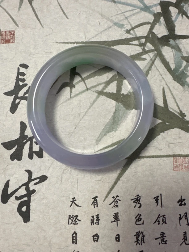 W1491 五五加冰透春彩缅甸翡翠手镯