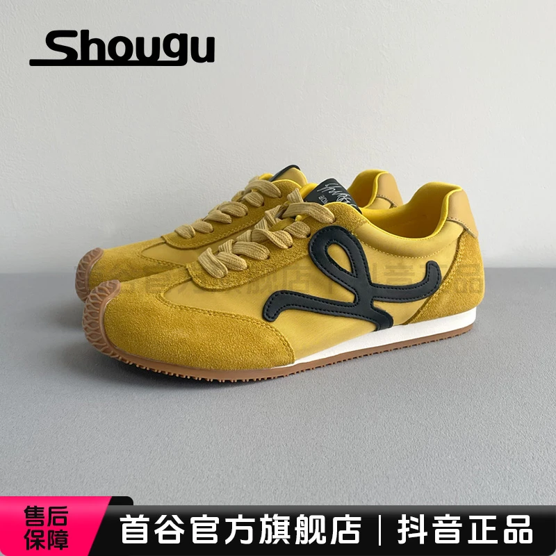 首谷明星同款超火爆款黄色德训鞋女款2025新款轻便防滑百搭休闲鞋