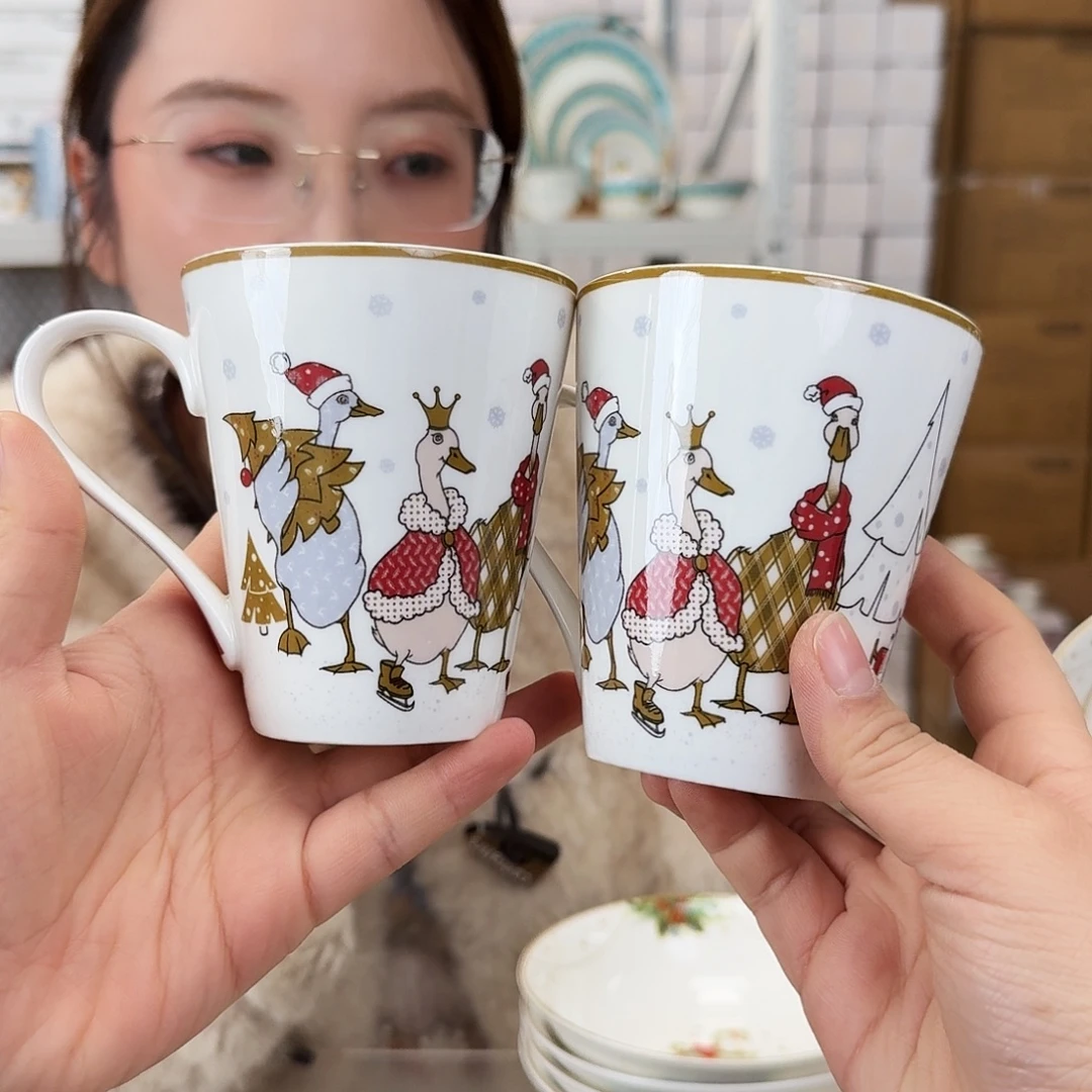 骨瓷马克杯370ml2个外贸骨瓷