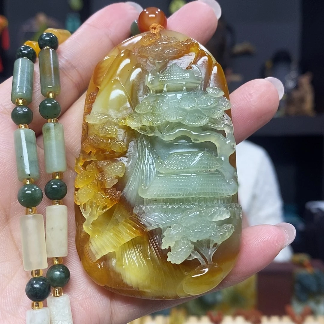 未镶嵌岫玉挂件吊坠项链