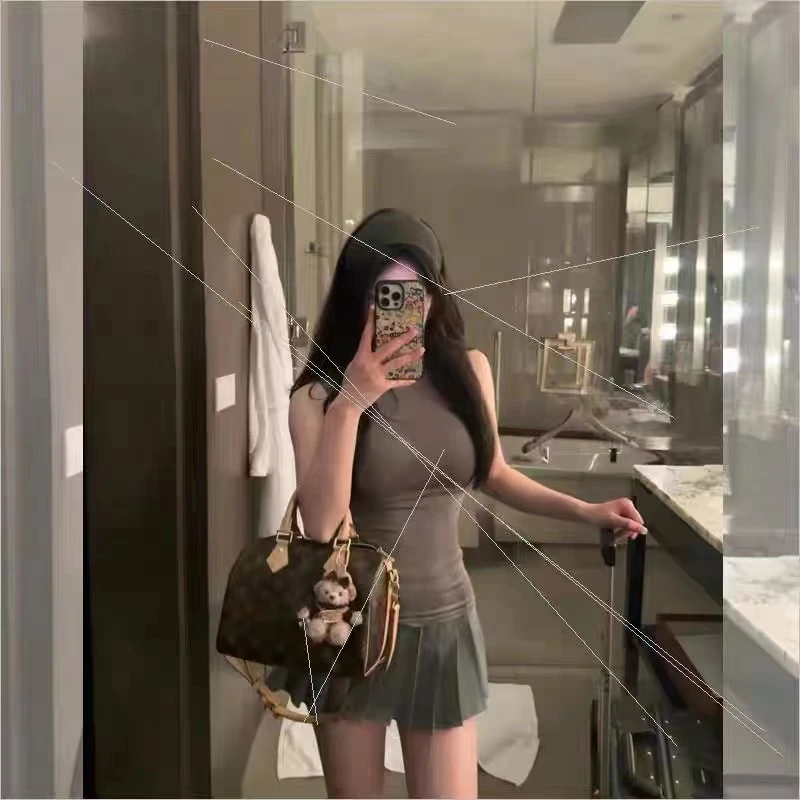 气质御姐纯欲风辣妹上衣修身显瘦设计感无袖背心半身裙套装女夏季