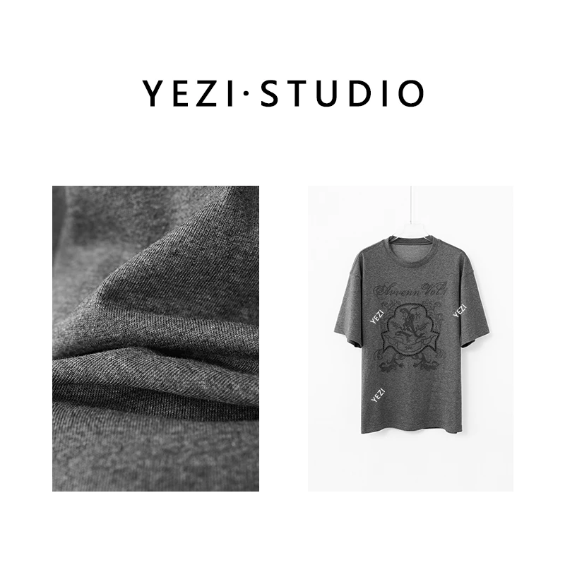 【文艺复兴】巴洛克复古诗意镂空立体刺绣花灰色廓形T恤25317016