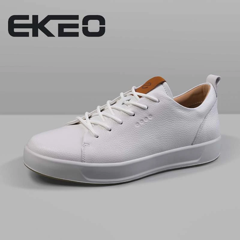 EKEO度假舒适真皮百搭时尚休闲软底板鞋男款街头轻巧 9002-2