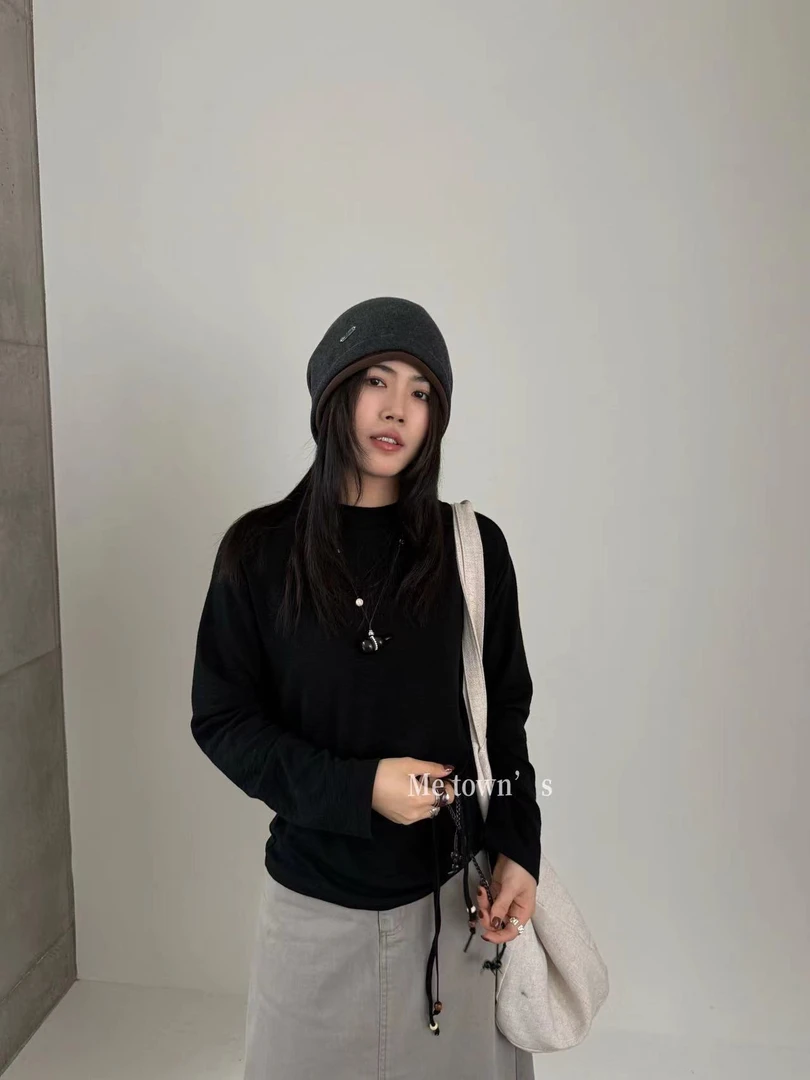 温柔瑶-蜜糖社秋款福利#“莫代尔”极简百搭长袖T恤#6219