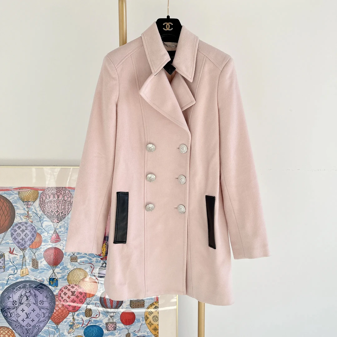 95新 VERSACE/范思哲 【Versace】#范思哲粉色羊毛大衣 42码