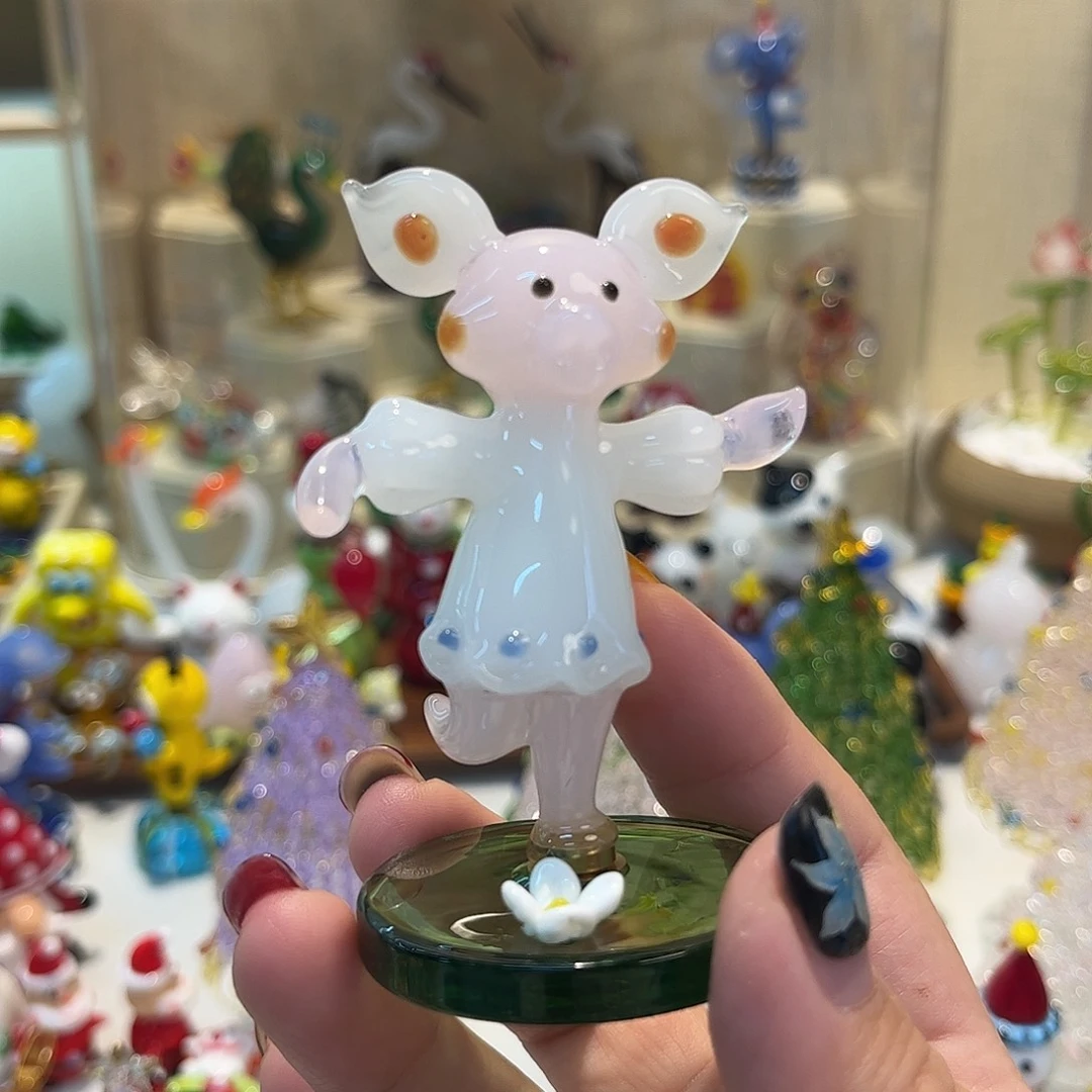 琉璃手工艺品旋转小猪