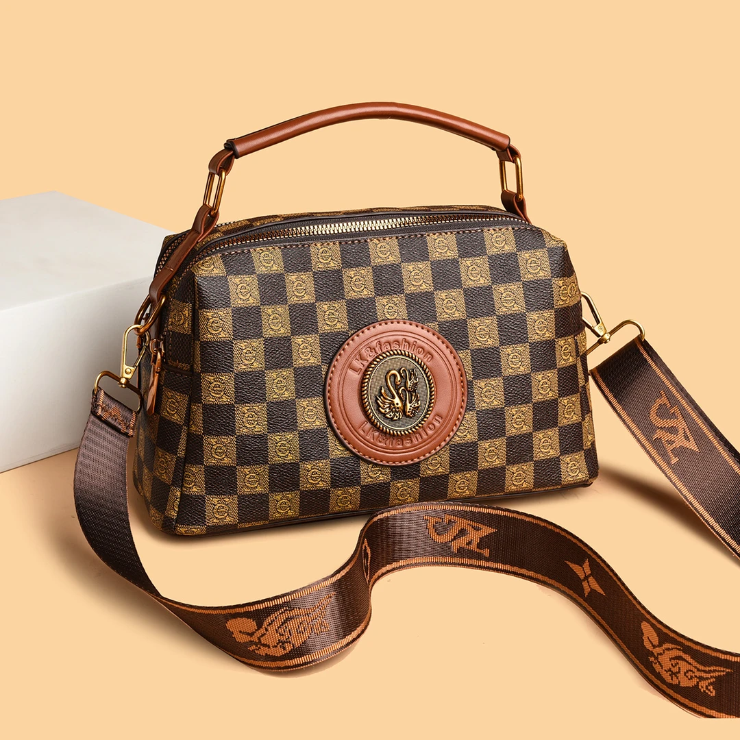 轻奢百搭潮流女士单肩斜挎包252棕格