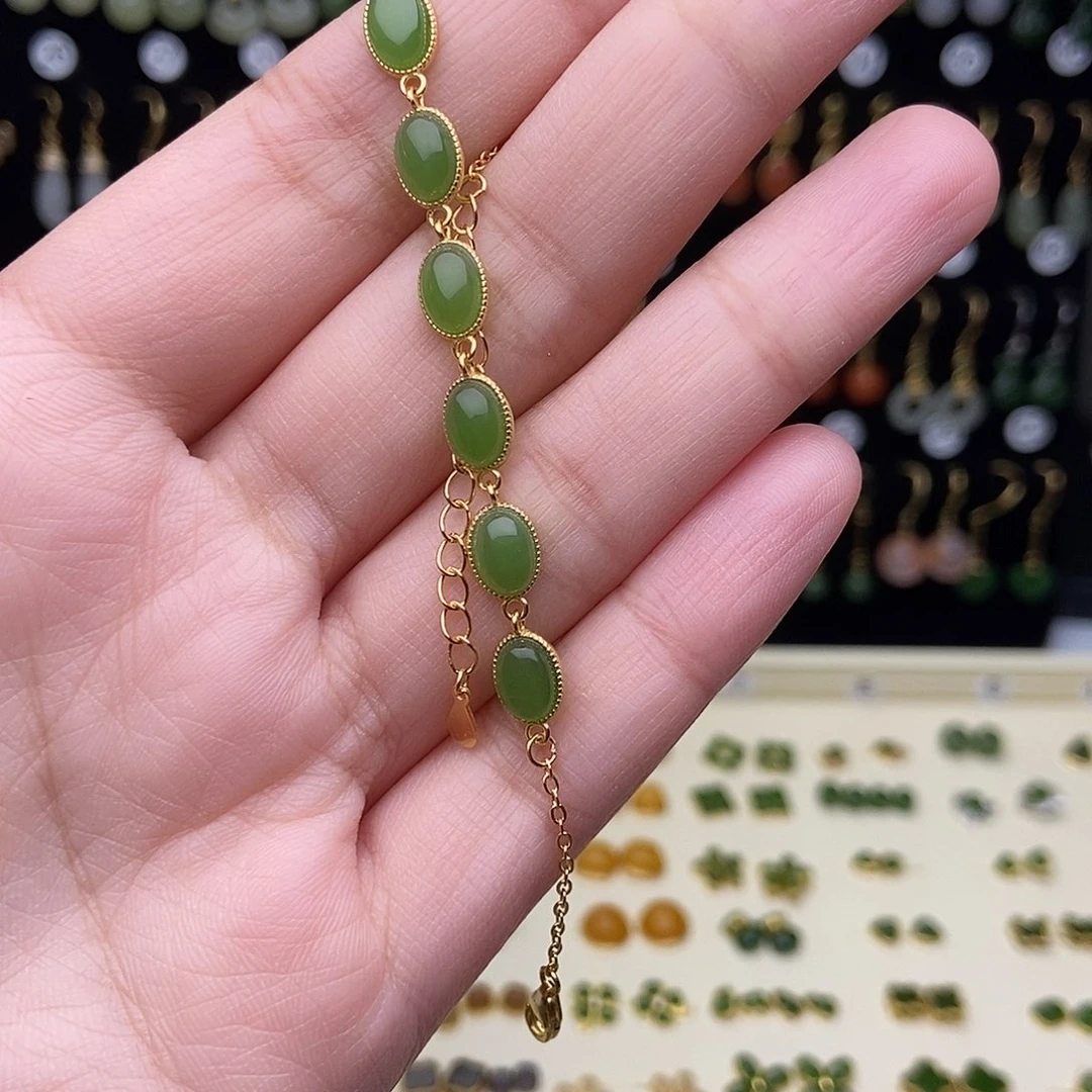 *****和田玉银S925镶嵌耳饰