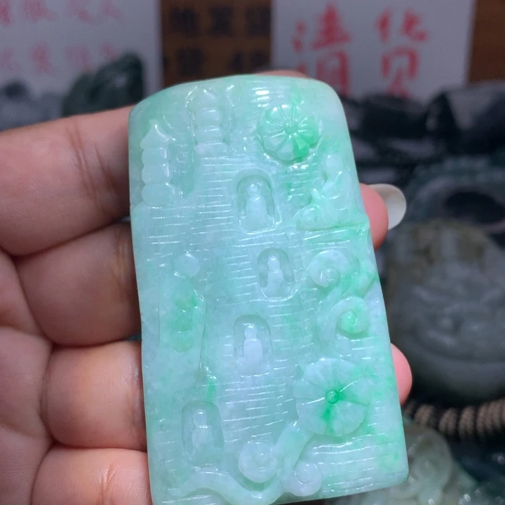 翡翠颈饰未镶嵌保真天然A货翡翠