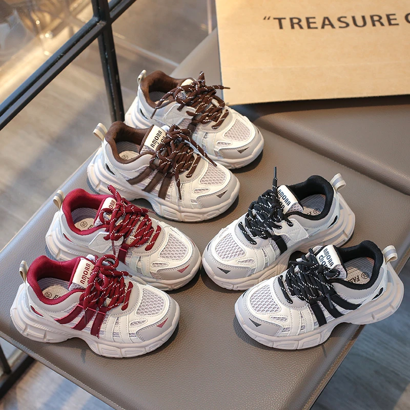 ABC儿童运动鞋2025年春季新款女童软底休闲网面老爹鞋轻便跑步鞋