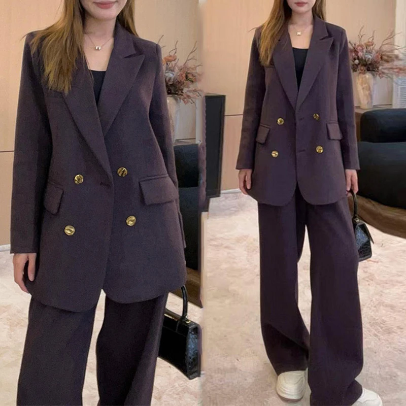 时尚西装套装女2025秋季新款时髦洋气显瘦西服外套阔腿裤两件套潮