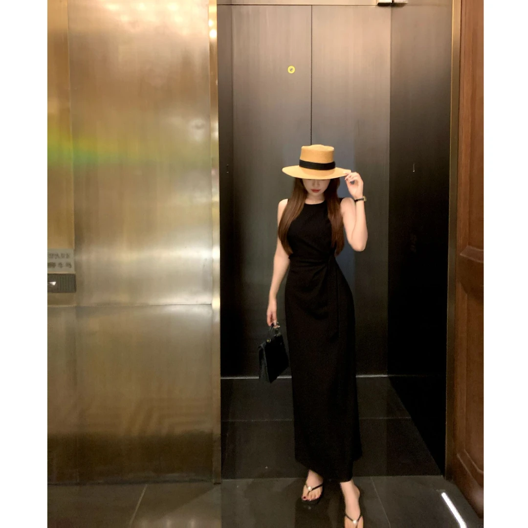 SZA【未闻花名】夏季新款时尚气质优雅绑带显瘦背心连衣裙A-1967