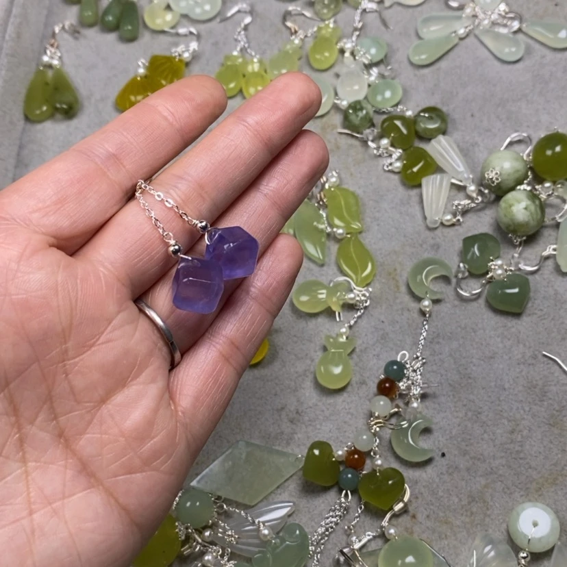 【闪购商品】萤石挂件耳饰耳环项链未镶嵌