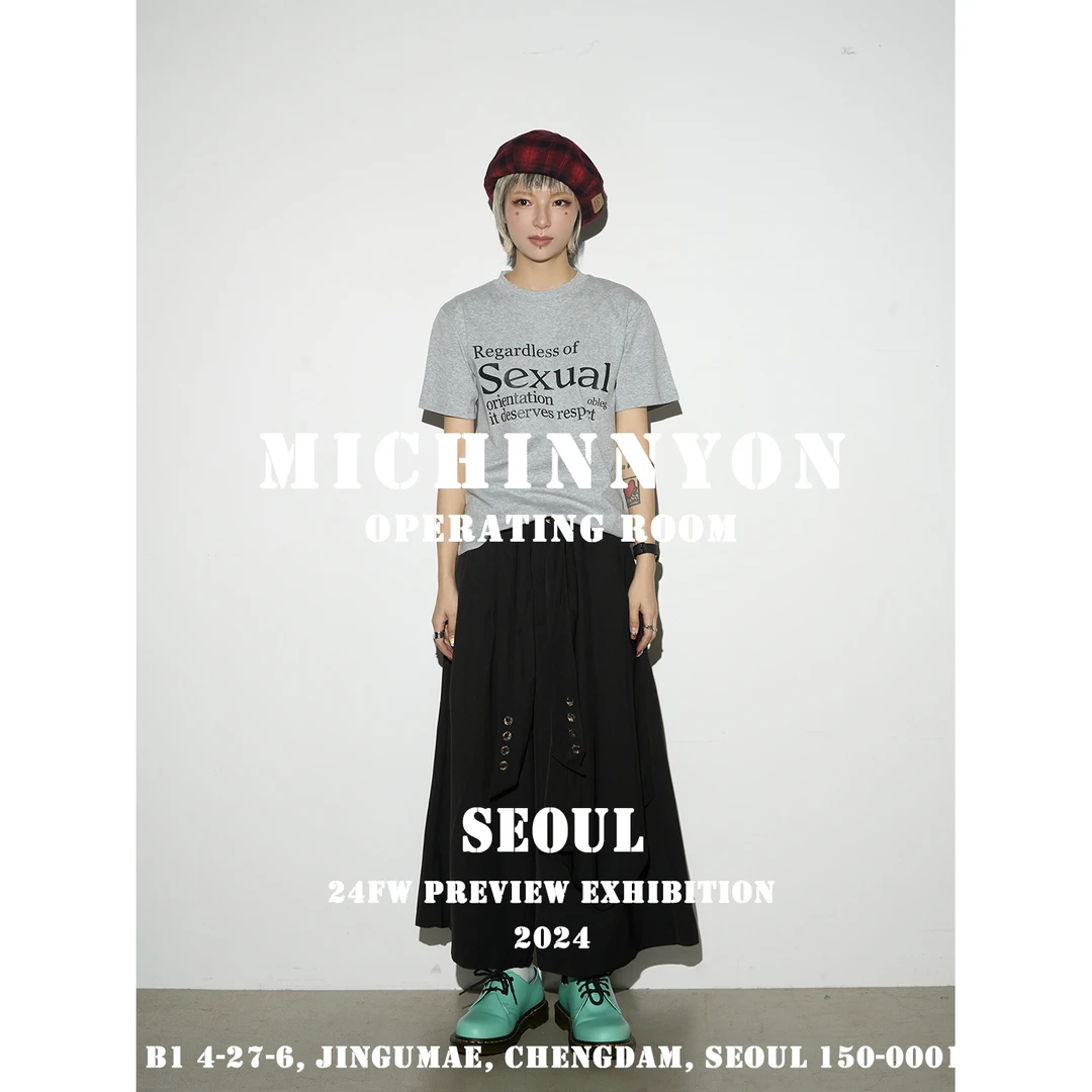 MICHINNYON「山本风」无性别日系复古宽松阔腿假两件裙裤八分裤女