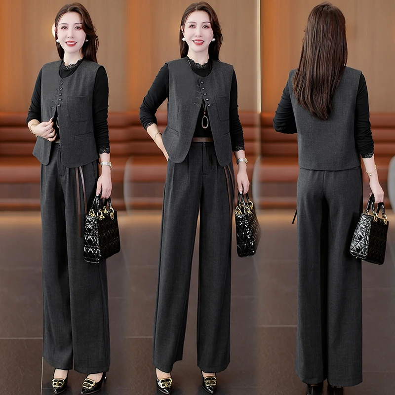 2025马甲三件套原宿风秋冬休闲风千金风洋气时尚套装时尚长袖秋季