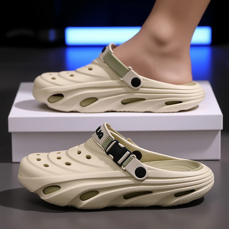 洞洞鞋男款夏季外穿防滑包头拖鞋男士大码开车两用踩屎感沙滩凉鞋
