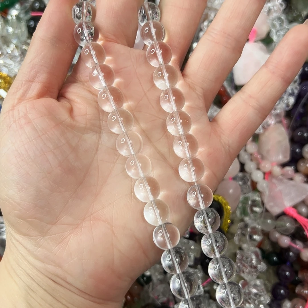 玛瑙/玉髓未镶嵌珠宝半成品，卡10压电白水晶一条