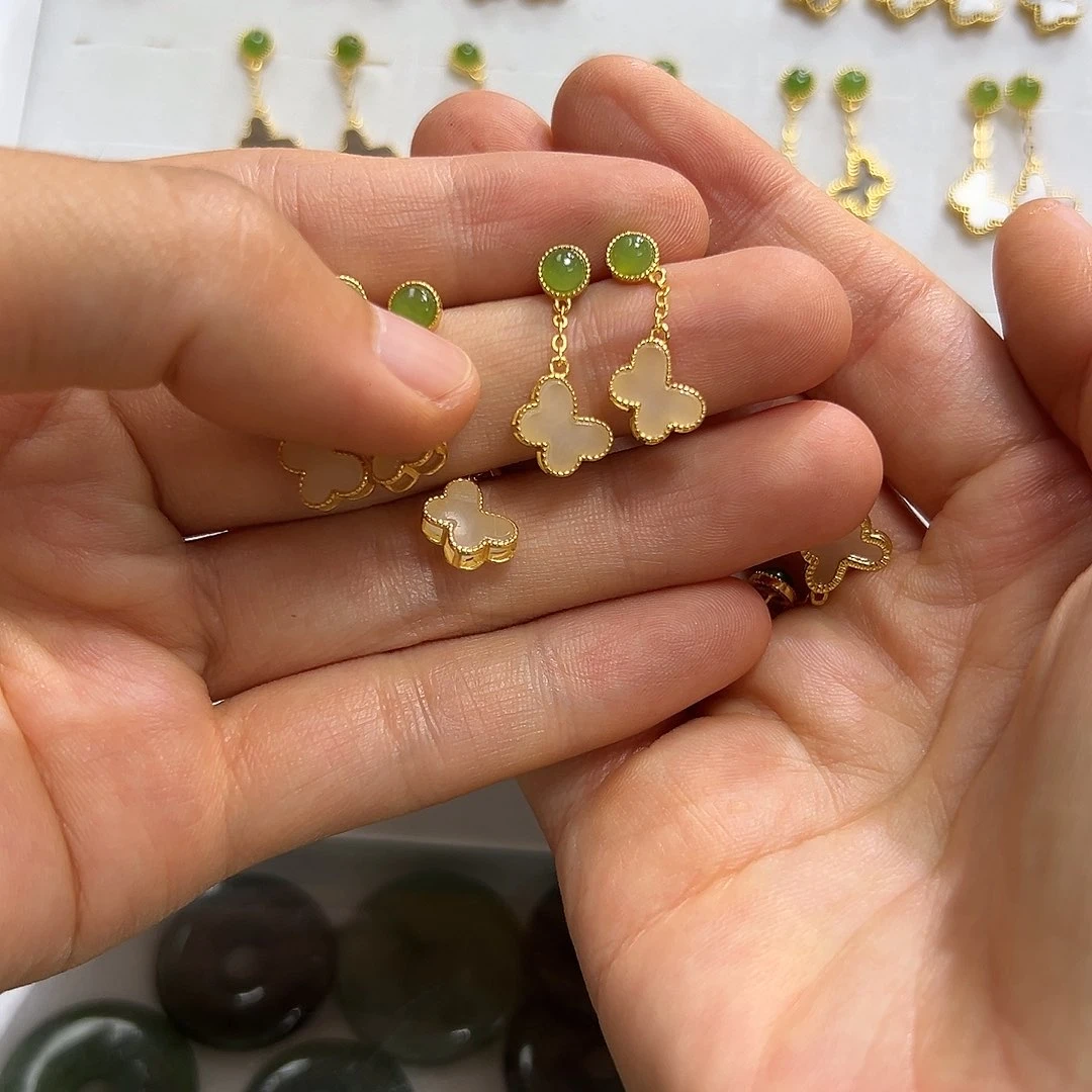 和田玉银S925镶嵌耳饰枕****y