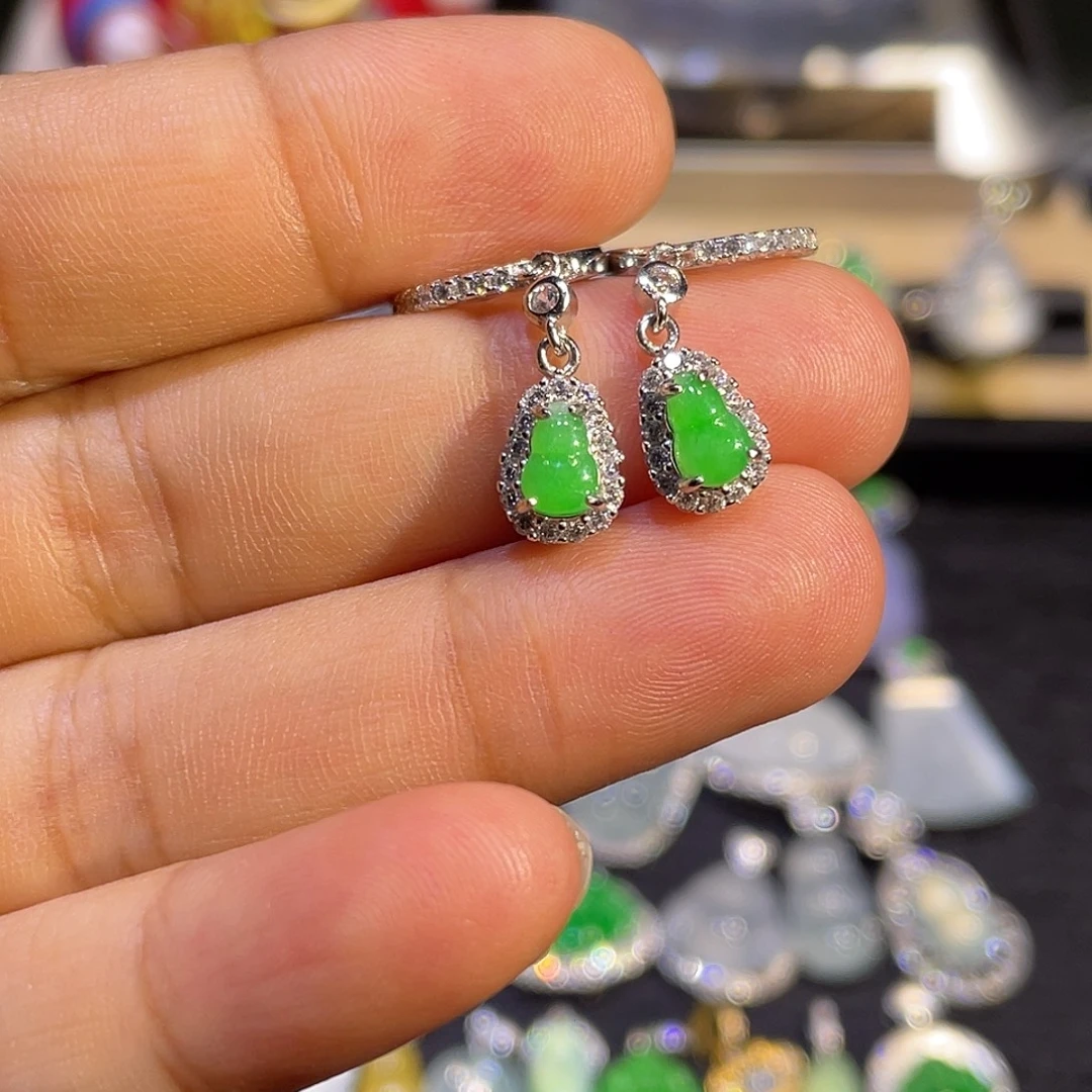 翡翠银S925镶嵌耳坠