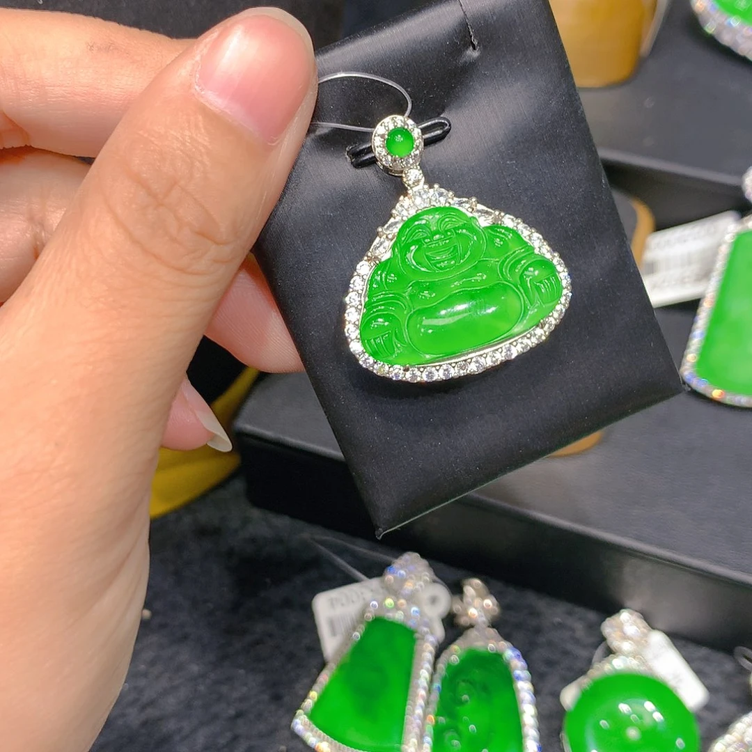 颈饰银S925镶嵌翡翠009955