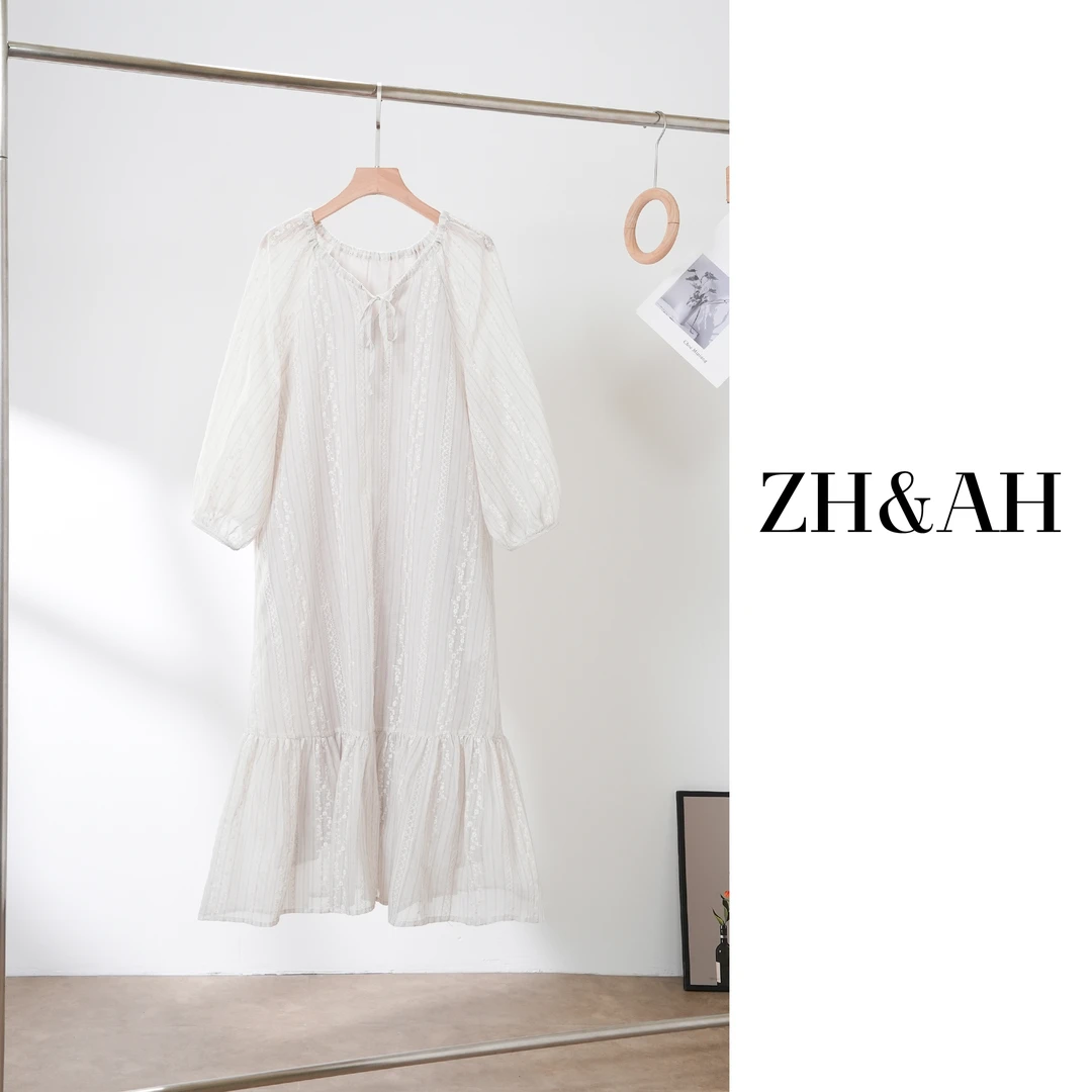 ZH&AH【清梦】秋季新款时尚百搭设计感孕期通勤欧若精灵风风连衣裙