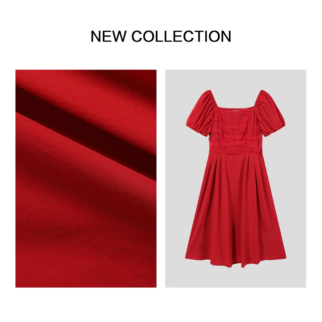 【芳芳专属】L3F2217X方领显瘦质感短袖连衣裙-2217