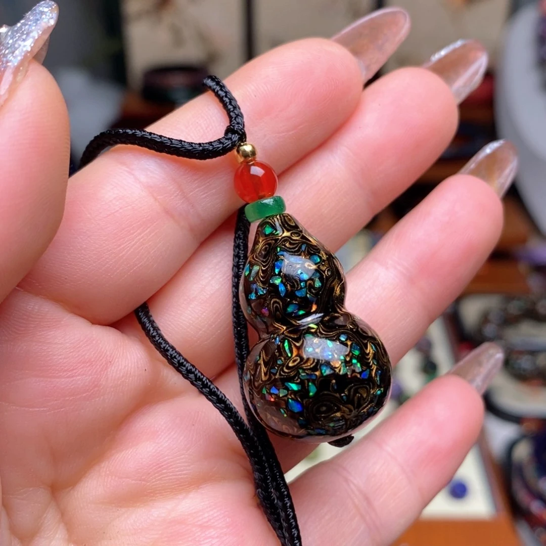 大漆葫芦犀皮纹精品单珠