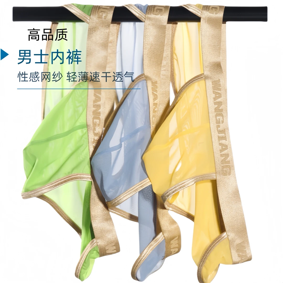 内裤男士夏季薄款透气性感网纱全透视无痕冰丝高端弹力小三角内裤
