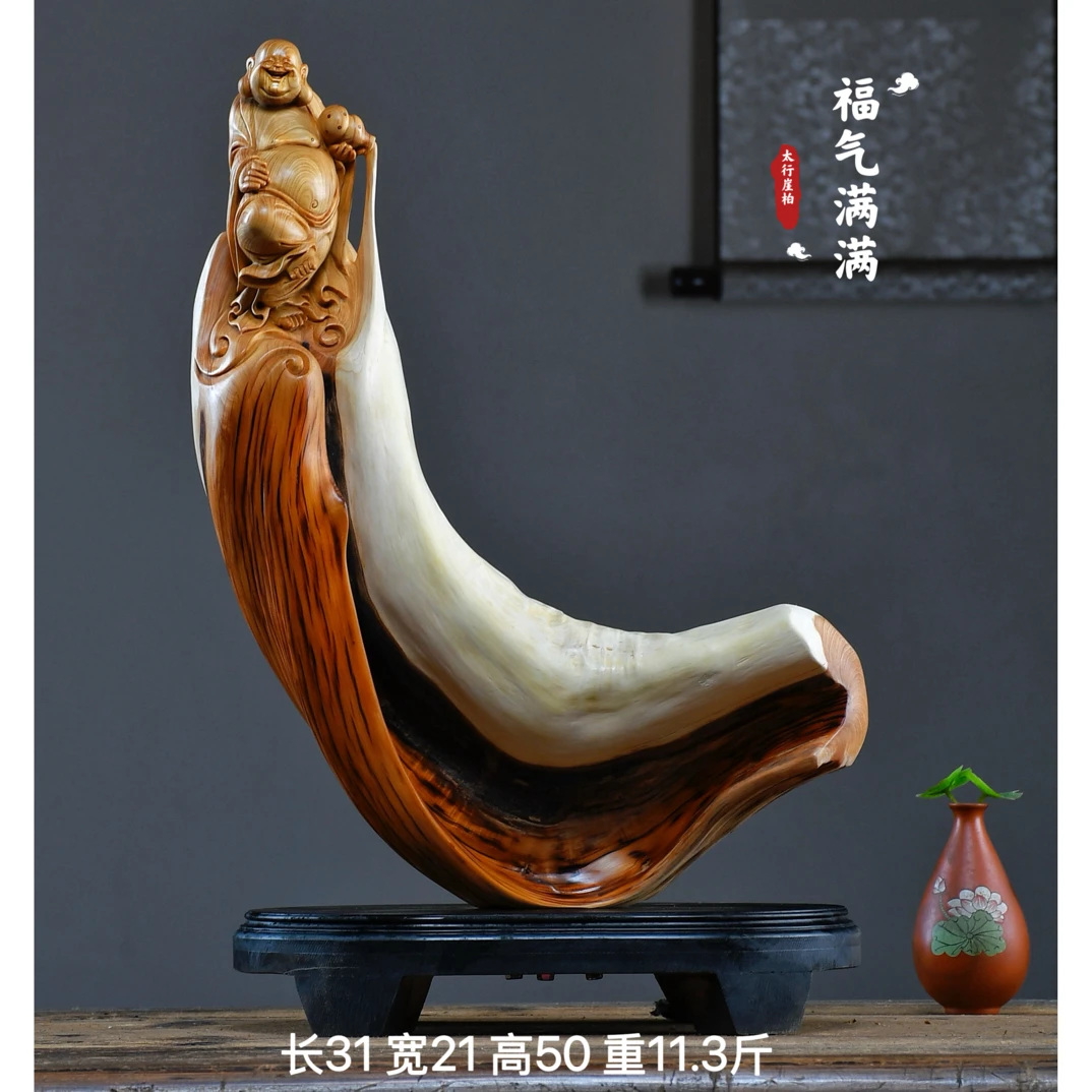 太行崖柏根雕摆件寿星弥勒佛达摩财神观音天然随型木雕雕件工艺品