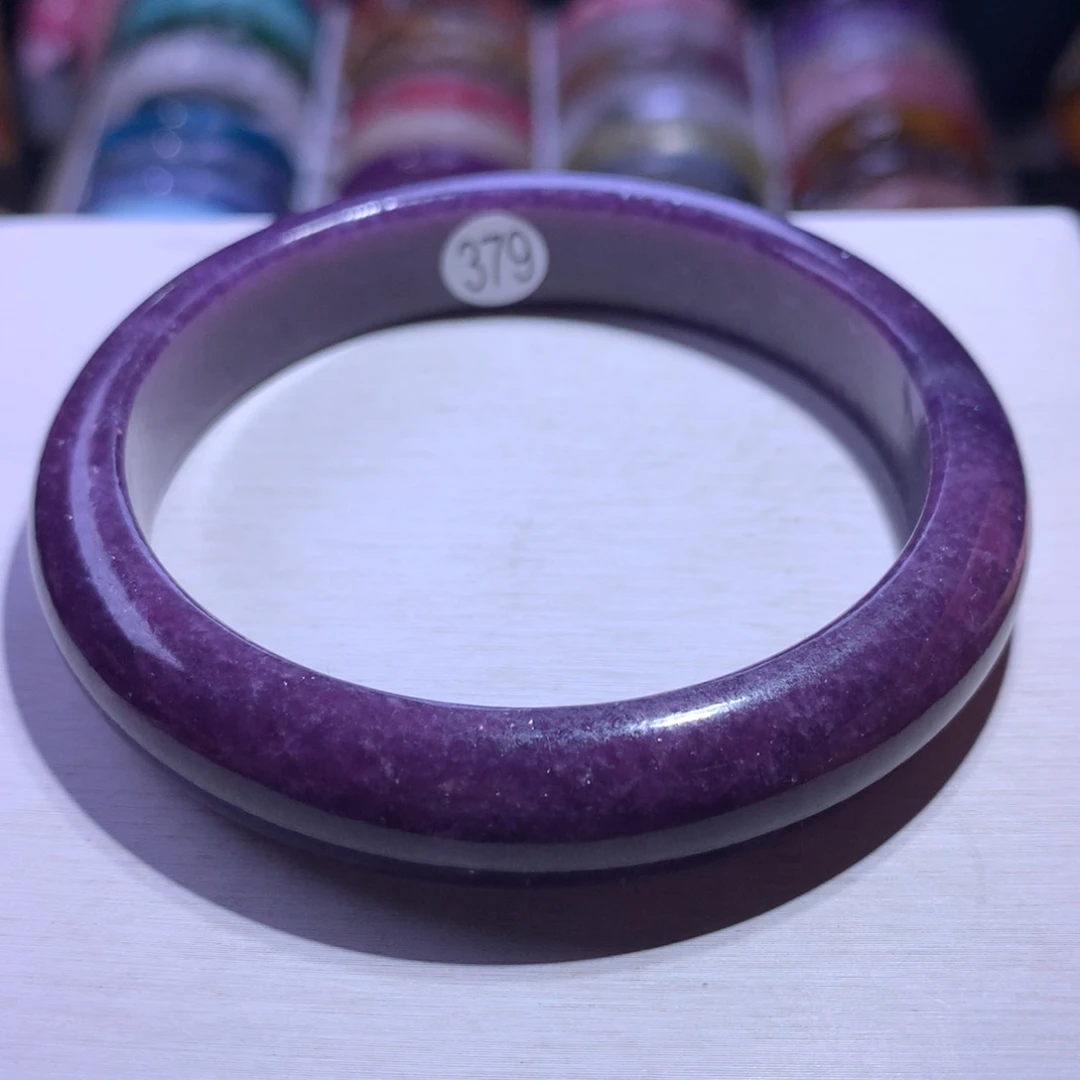 手镯水晶银S925镶嵌紫锂云母63圈379