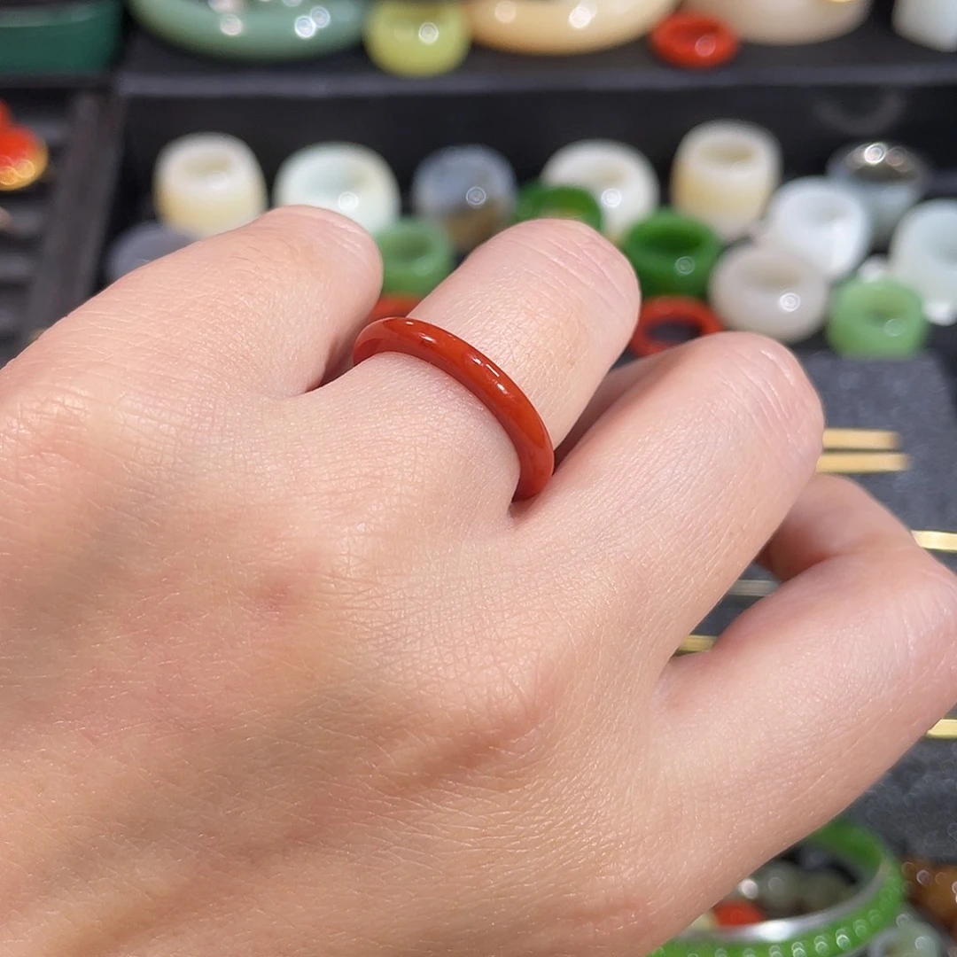 南红玛瑙未镶嵌戒指内径16.4