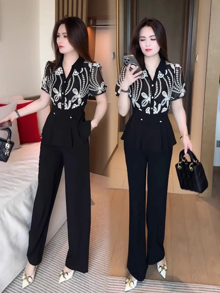 职业时尚女装套装2025年新款时尚减龄洋气质夏款休闲时髦两件套裤