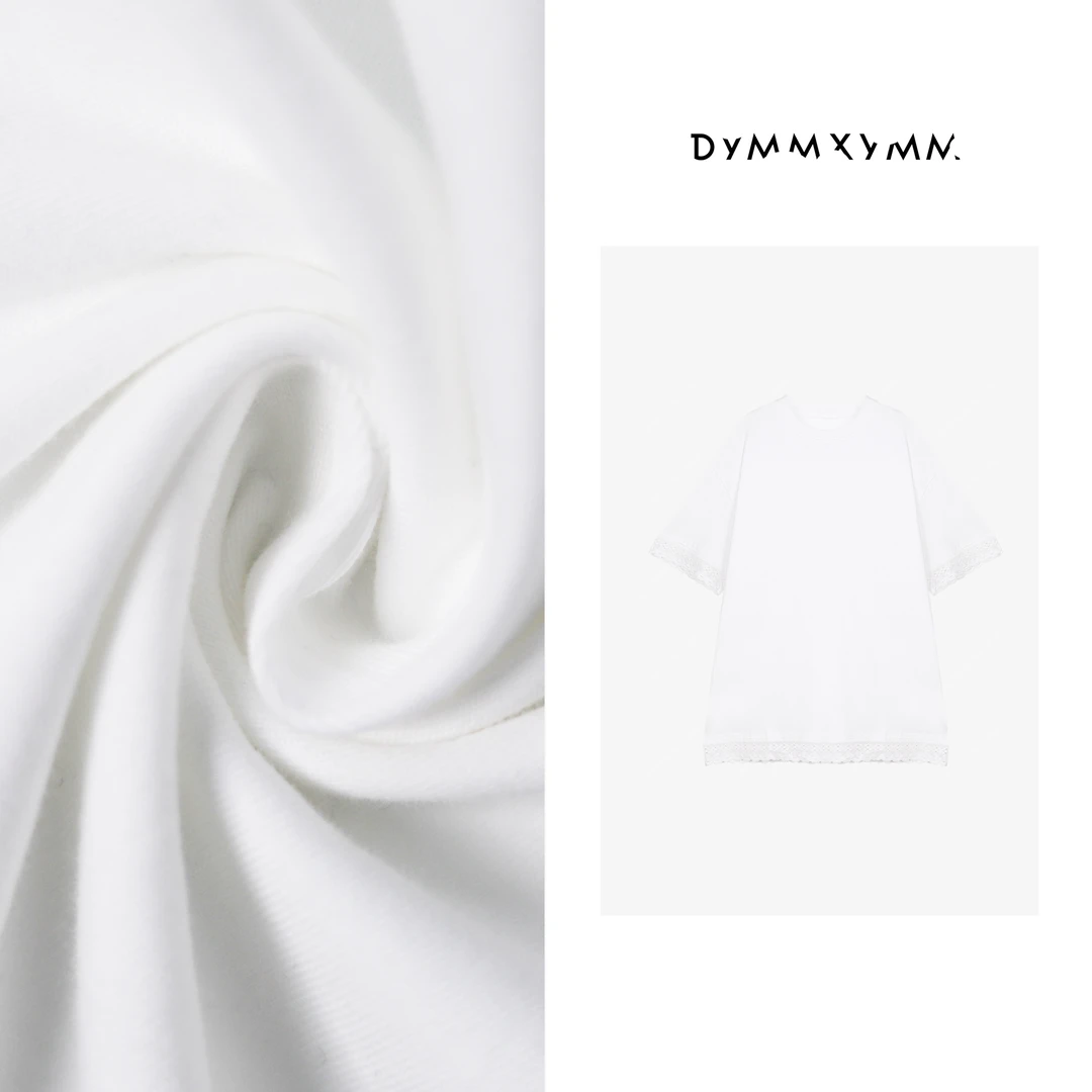 【DYMMXYMM】-早春极简风气质高级感黑白双色蕾丝边短袖T恤-5SS9046
