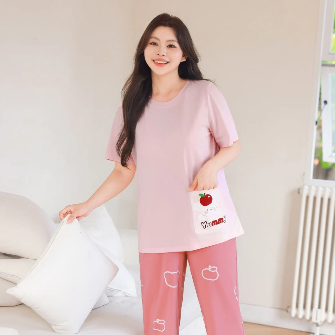 【原创印花睡衣家居服两件套装】MsShe大码女装新款夏装M2503063