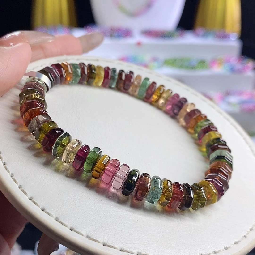 未镶嵌手链碧玺八角切算盘珠