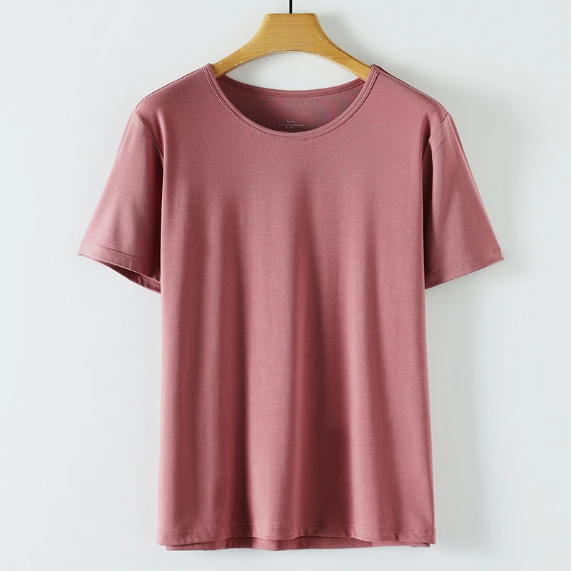 【竹纤维】女士夏季圆领修身短T纯色半袖休闲舒适T恤880112