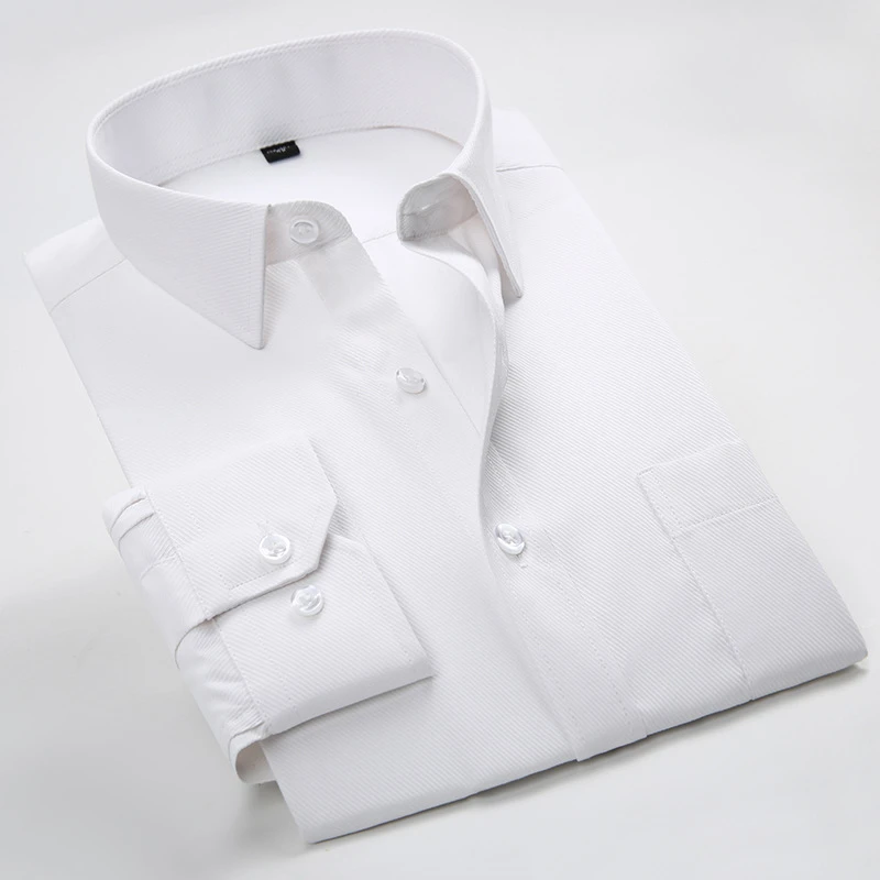大码新款衬衫2025男士方领男条纹免烫春季商务长袖男