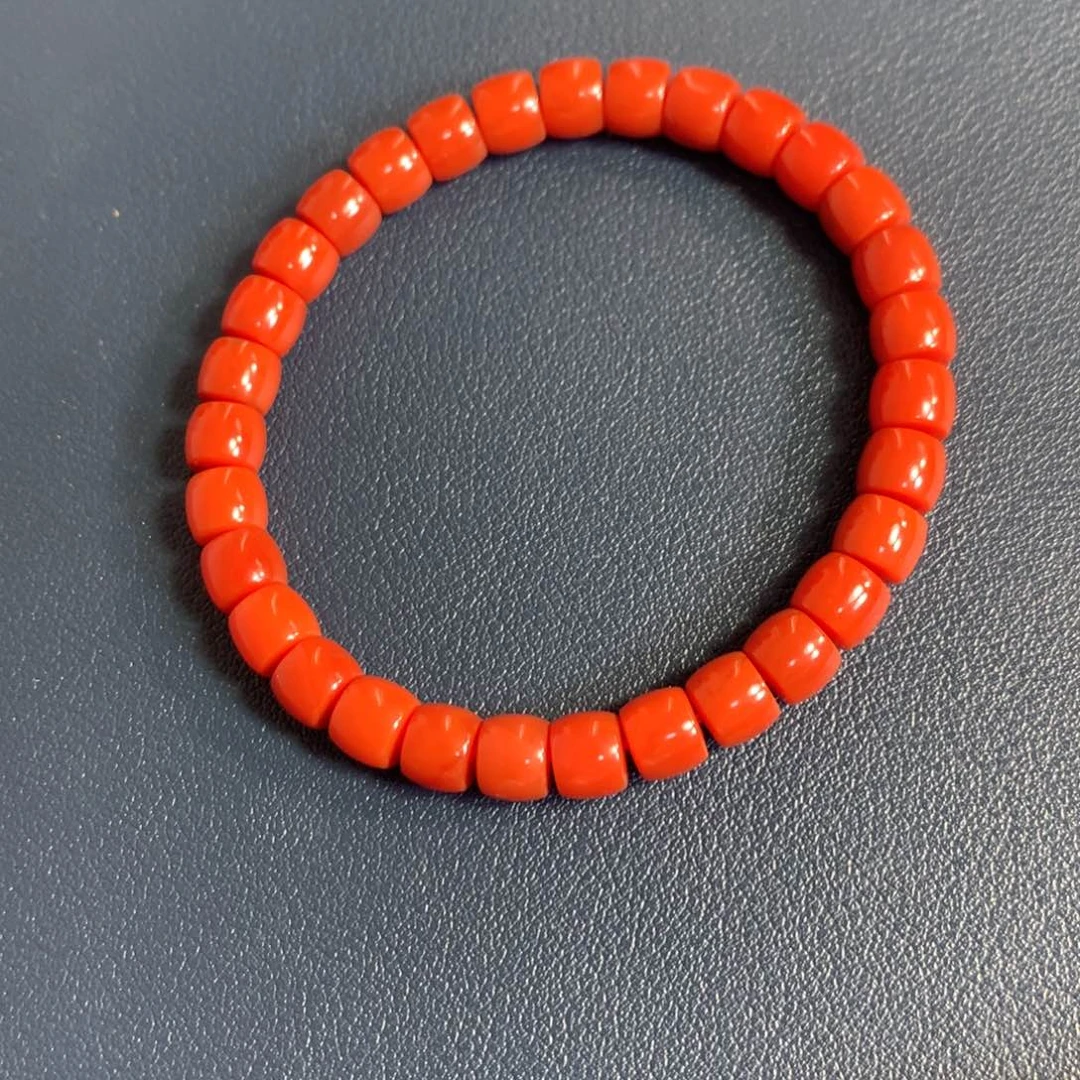 南红玛瑙7+锦红直切手串未镶嵌