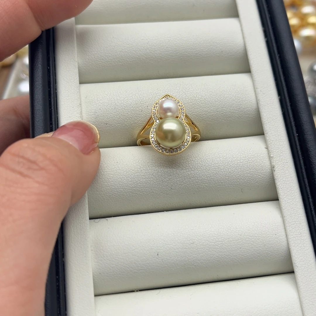 银S925镶嵌戒指海水珍珠