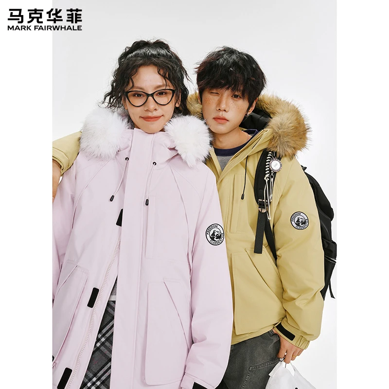 （专柜同款）马克华菲冬季新品毛领男女派克服厚款休闲保暖外套