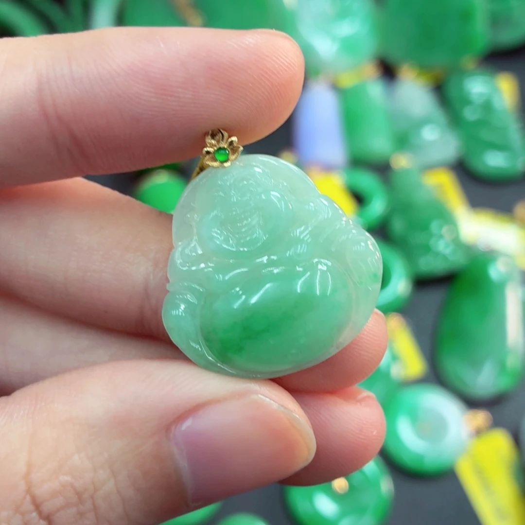 翡翠18K金镶嵌吊坠(不含链)