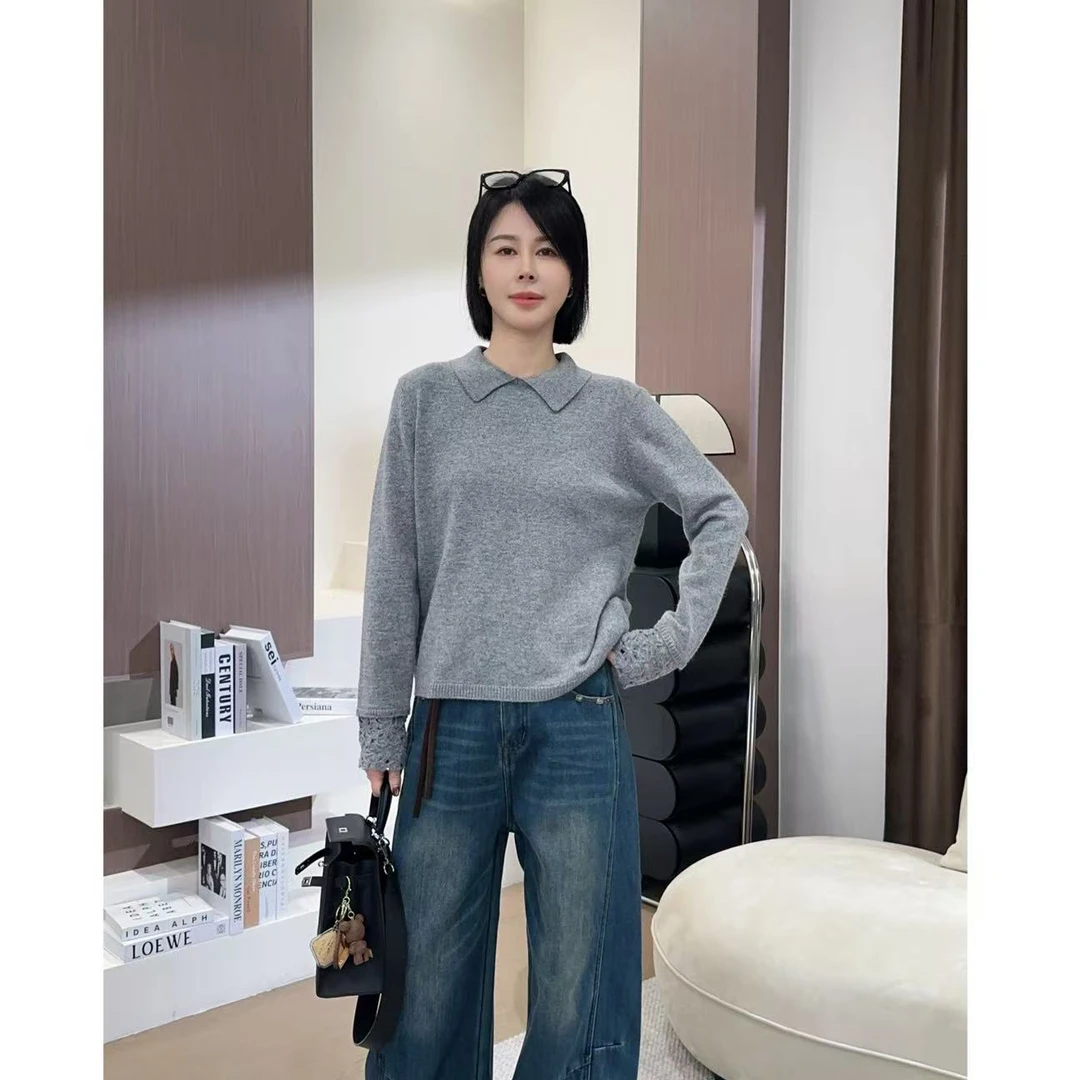 【洁子推荐】2025冬季新款258678方领花边袖软糯毛衣JZYC258678