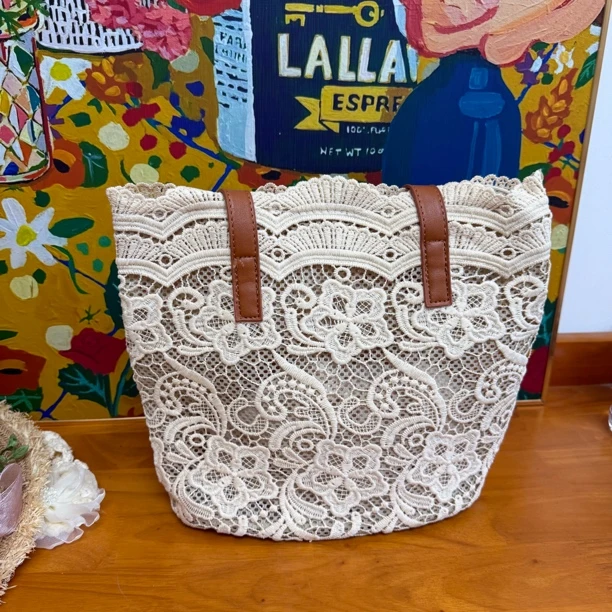 可折叠刺绣双根编织文艺风单肩包便携小包包网红