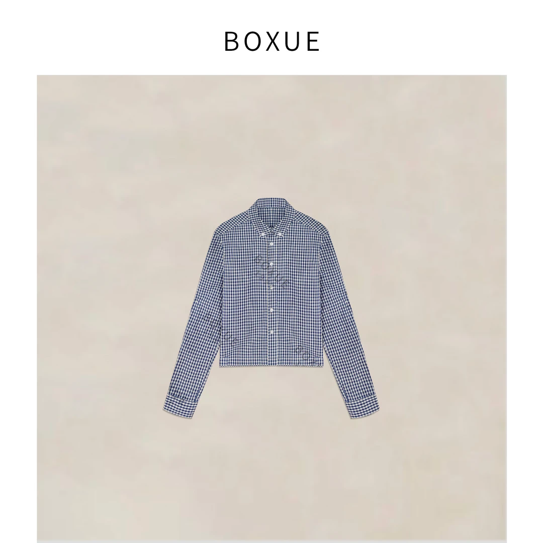 BOXUE “普罗森” 2025春季新款休闲高级感格子 衬衫 #250228CS655