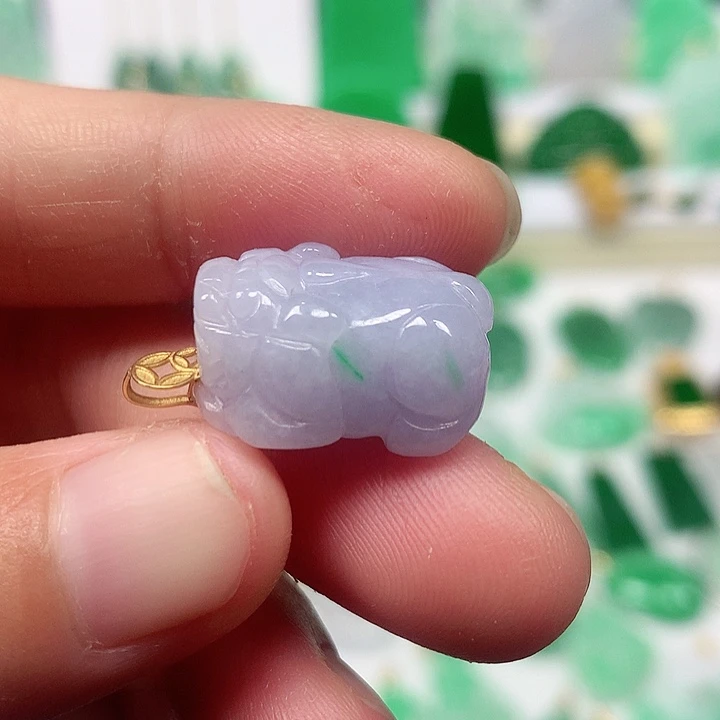 吊坠(不含链)18K金镶嵌翡翠