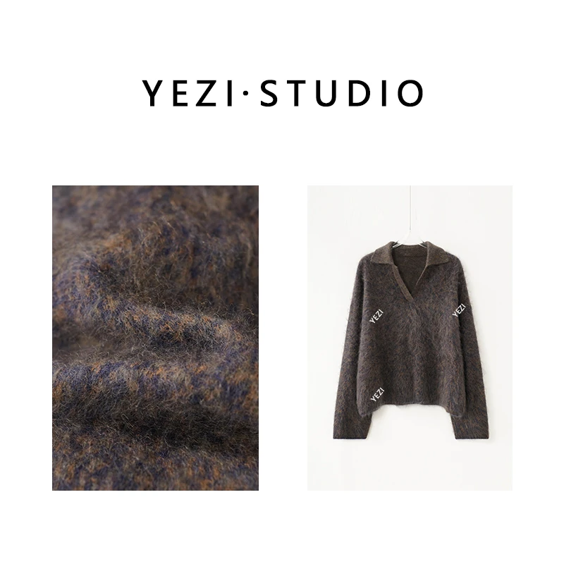 【彼得堡】15微米A级山.羊绒配色花纱拉绒polo领氛围感毛衣25319033