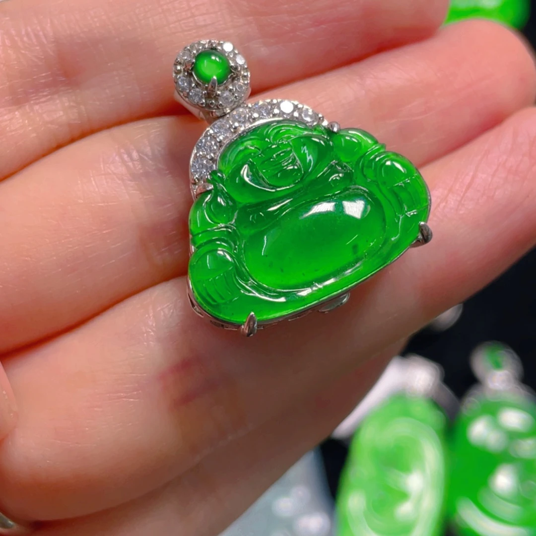 吊坠(不含链)银S925镶嵌翡翠