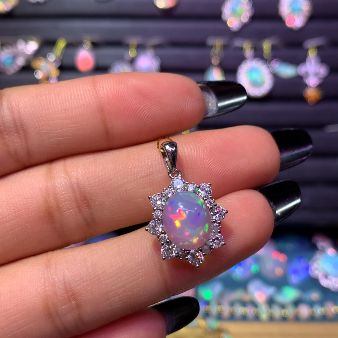 欧泊银S925镶嵌吊坠款